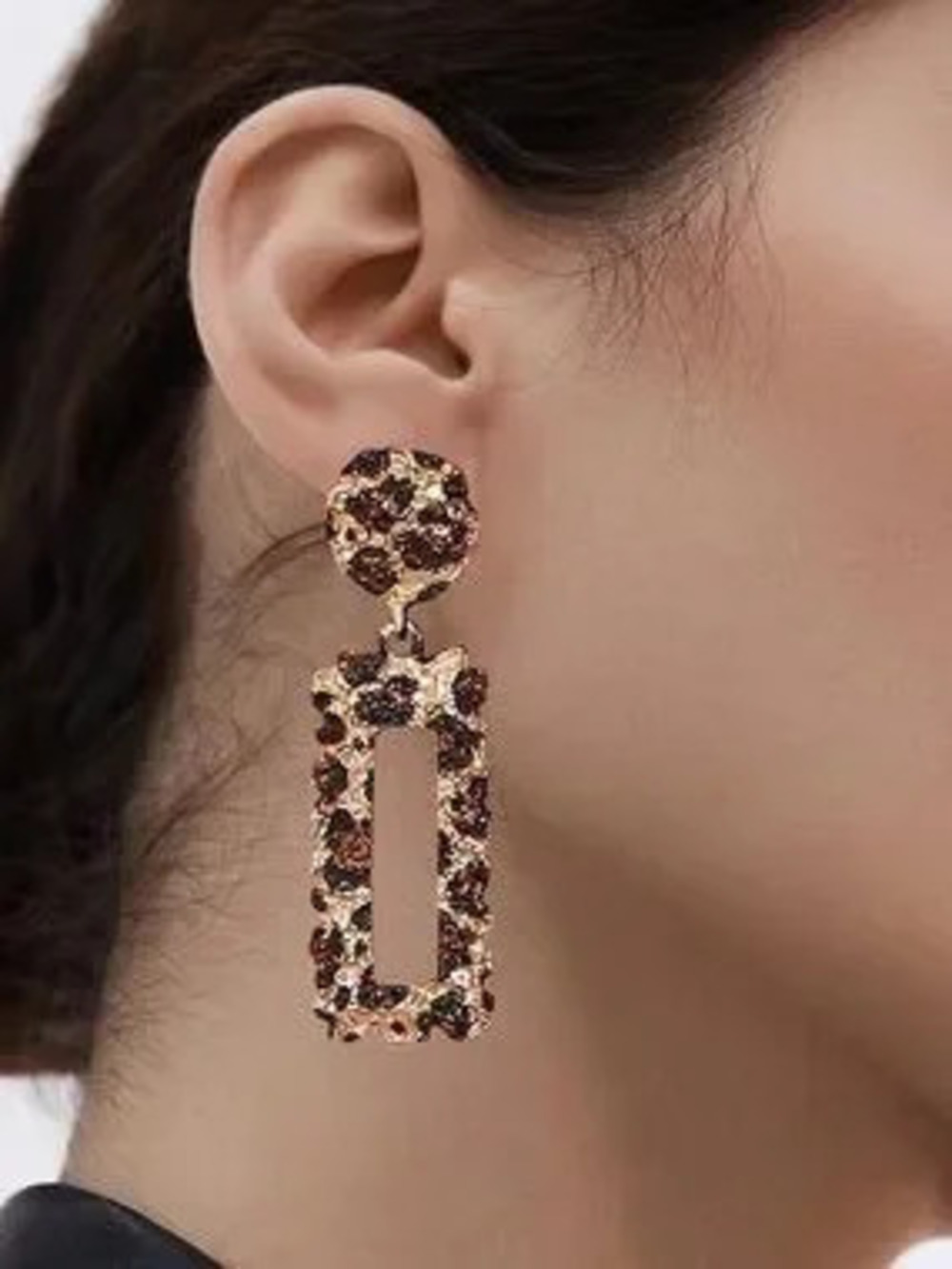 Anthropologie Gold-Tone Drop Earrings with Deep Red Crystals